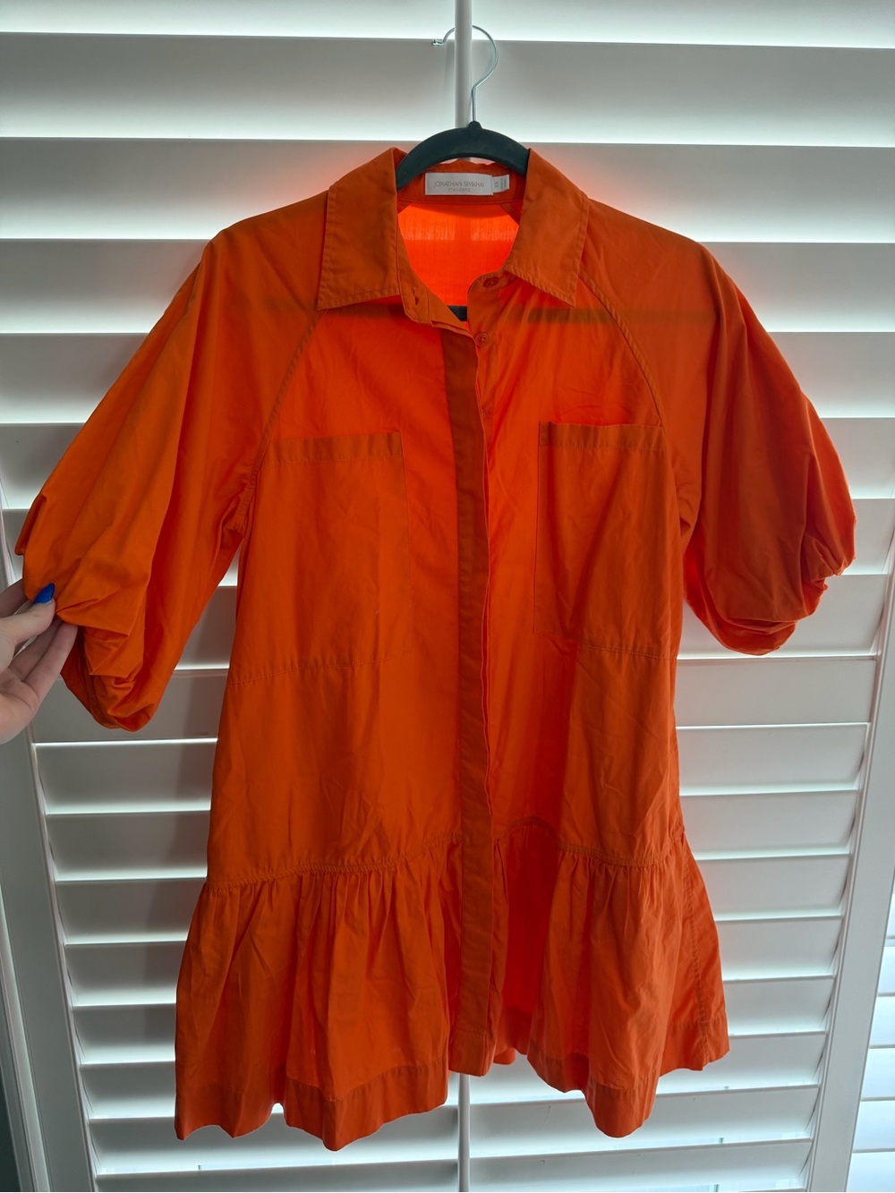 SIMKHAI Orange Button-Front Dress Shirt
